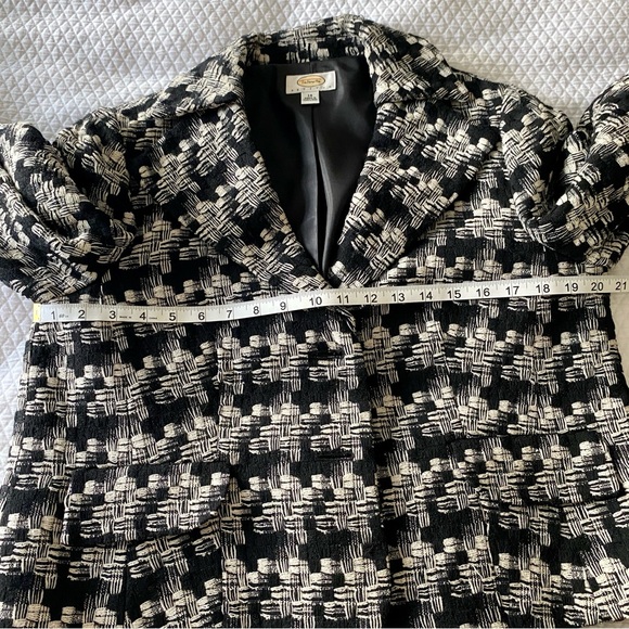 Talbots Black Ivory Woven Textured Wool Lined Blazer Jacket size 14 Petite - Picture 12 of 12